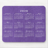 2026 Calendar Custom Photo Purple Linen Texture マウスパッド (正面)