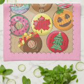 2026 Calendar Donuts Kitchen Towels キッチンタオル (折り畳み)