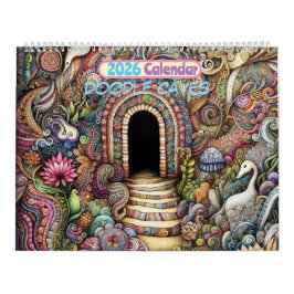 2026 Calendar Doodle Caves Art Calendar カレンダー