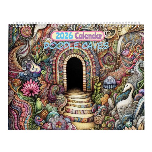 2026 Calendar Doodle Caves Art Calendar カレンダー (カバー)