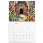2026 Calendar Doodle Caves Art Calendar カレンダー (1月 2027)