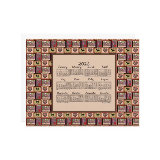 2026 Calendar Dressage Horse Collage (正面/裏面インサイチュ)