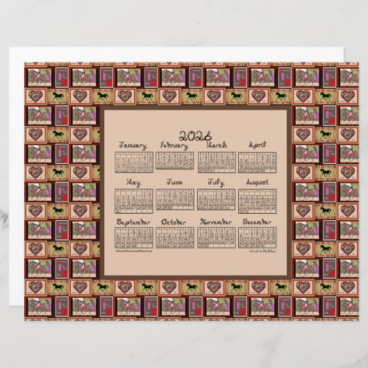 2026 Calendar Dressage Horse Collage (正面/裏面)