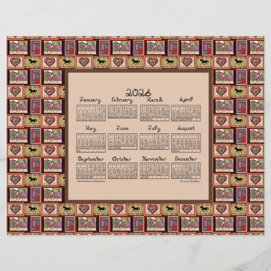 2026 Calendar Dressage Horse Collage (正面)