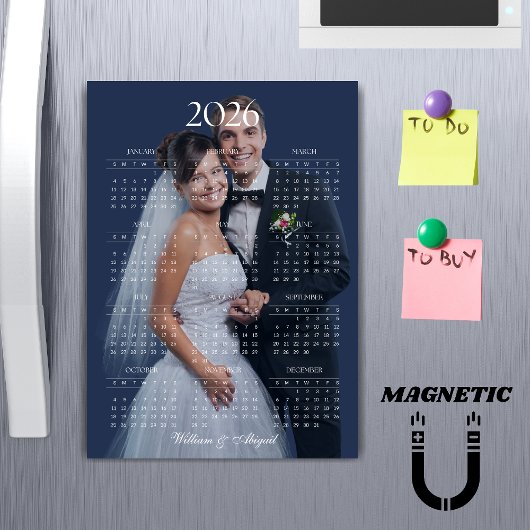 2026 Calendar Editable Color Custom Photo Magnet