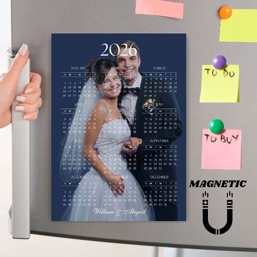 2026 Calendar Editable Color Custom Photo Magnet