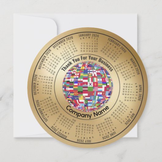 2026 Calendar Editable Thank You For Your Business シーズンカード (裏面)