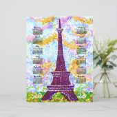 2026 Calendar Eiffel Tower Pointillism Landscape (スタンド正面)