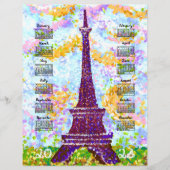 2026 Calendar Eiffel Tower Pointillism Landscape (正面)