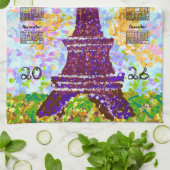 2026 Calendar Eiffel Tower Pointillism Landscape  キッチンタオル (折り畳み)