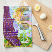 2026 Calendar Eiffel Tower Pointillism Landscape キッチンタオル (四つ折り)