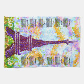 2026 Calendar Eiffel Tower Pointillism Landscape キッチンタオル (横)