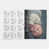 2026 Calendar Elegant Script Name Photo  キッチンタオル (横)