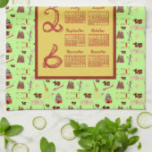 2026 Calendar Fabric Font Chinese Favorites Jade キッチンタオル (折り畳み)
