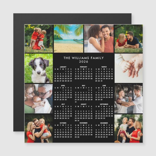2026 Calendar Family 10 Photo Collage Magnet (正面/裏面)