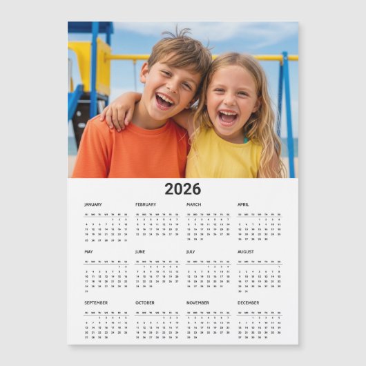 2026 Calendar Family Photo Modern Fridge Magnet (正面)