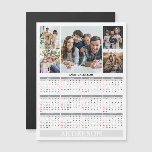 2026 Calendar - Family Photos Magnet Card (正面/裏面)