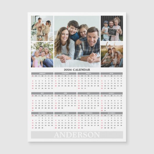 2026 Calendar - Family Photos Magnet Card (正面)