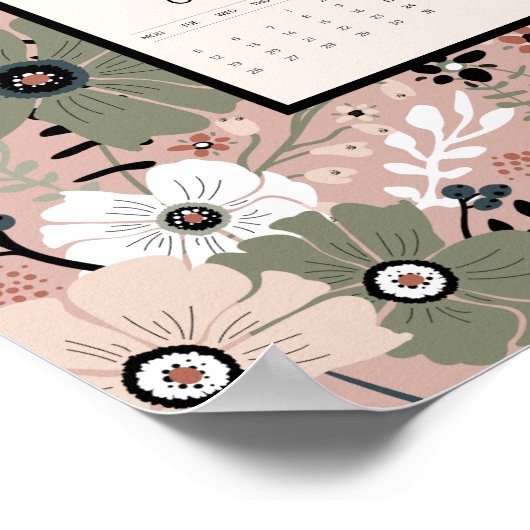2026 Calendar Floral Pattern   ポスター (角)