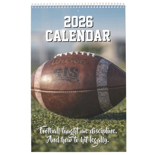 2026 Calendar Football Player Funny Motivational カレンダー (カバー)