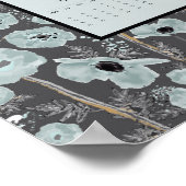 2026 Calendar Full Year Blue Gray Poppies ポスター (角)