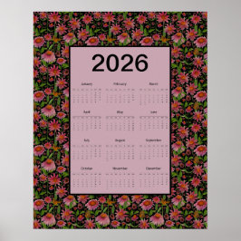 2026 Calendar Full Year Cone Flowers ポスター