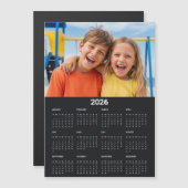 2026 Calendar Full Year Photo Black Fridge Magnet (正面/裏面)