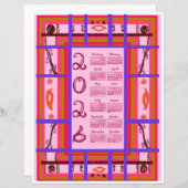 2026 Calendar Girl Power Curvy Plaid Berry Fabric  (正面/裏面)