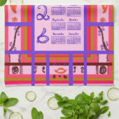 2026 Calendar Girl Power Curvy Plaid Frame キッチンタオル (折り畳み)