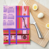 2026 Calendar Girl Power Curvy Plaid Frame キッチンタオル (四つ折り)