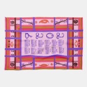 2026 Calendar Girl Power Curvy Plaid Frame キッチンタオル (横)