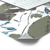 2026 Calendar Green Blue Clematis Floral ポスター (角)