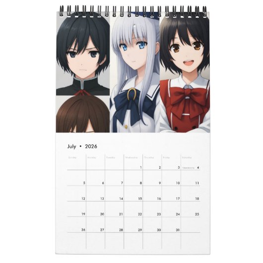 2026 Calendar (Images created by Grok) カレンダー (7月 2026)