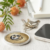 2026 Calendar Keychain Woman's  Art Deco Face Gold キーホルダー (側面)