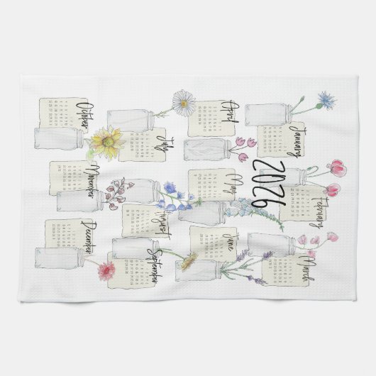 2026 Calendar Kitchen Tea Towel キッチンタオル (横)