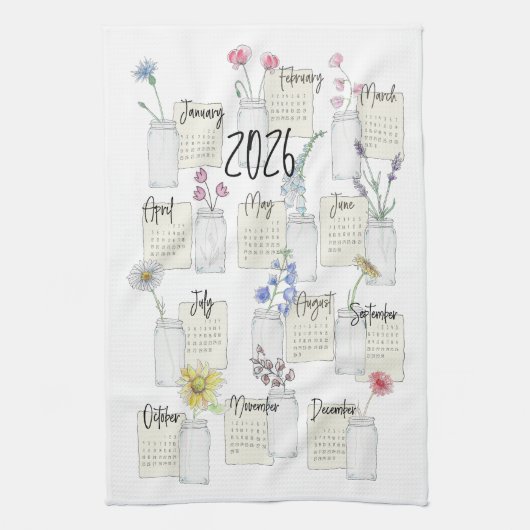 2026 Calendar Kitchen Tea Towel キッチンタオル (縦)
