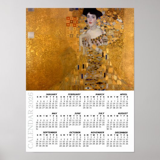2026 Calendar, Large, Adele, Lady in Gold / Klimt ポスター (正面)