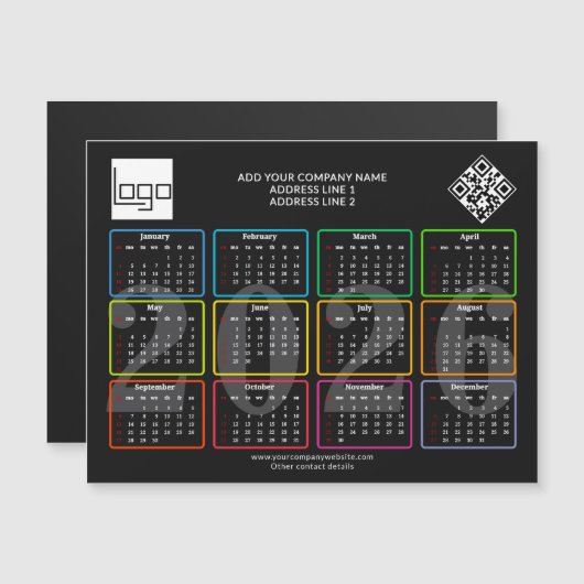 2026 Calendar Logo QR Code Modern Business Promo (正面/裏面)