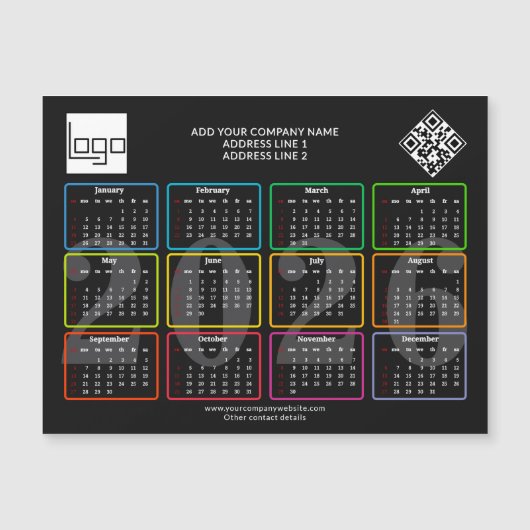 2026 Calendar Logo QR Code Modern Business Promo (正面)