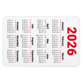 2026 Calendar Magnet | Red Black Gray White マグネット (横)