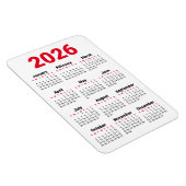 2026 Calendar Magnet | Red Black Gray White マグネット (右側)