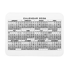 2026 Calendar Magnet White マグネット