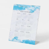 2026 Calendar Marbled Tropical Turquoise Gold 台座サイン (正面)
