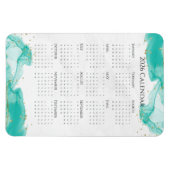 2026 Calendar Marbled Waves Tropical Teal and Gold マグネット (横)
