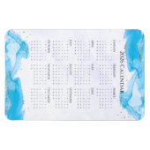2026 Calendar Marbled Waves Tropical Turquoise マグネット (横)