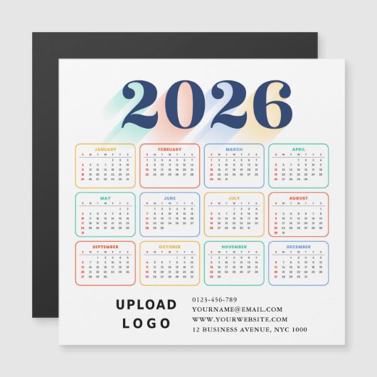 2026 Calendar Minimal Modern Elegant Custom Logo (正面/裏面)