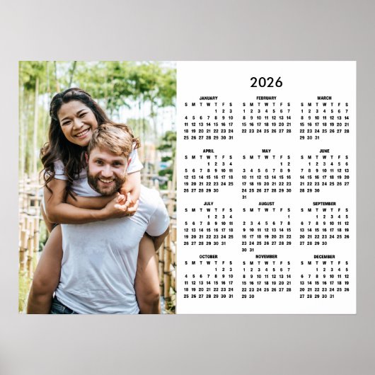 2026 Calendar Modern Simple Photo ポスター (正面)