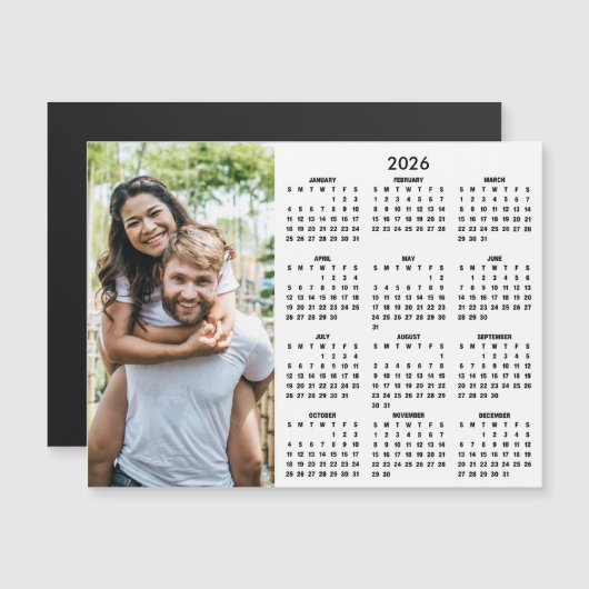 2026 Calendar Modern Simple Photo Magnet (正面/裏面)