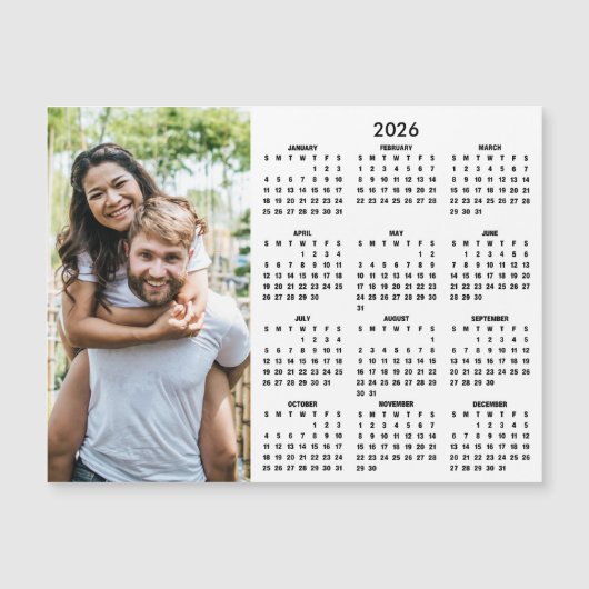2026 Calendar Modern Simple Photo Magnet (正面)