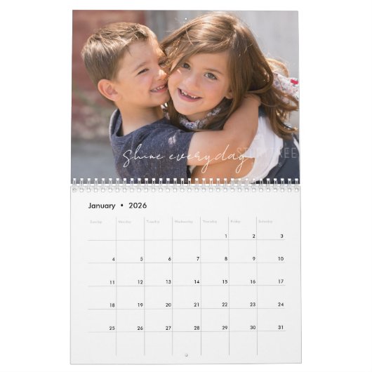 2026 Calendar Motivational With Family Photos カレンダー (1月 2026)